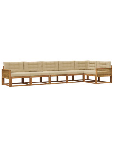 Set di divani da esterno con cuscino 6 pcs Naturale e Beige