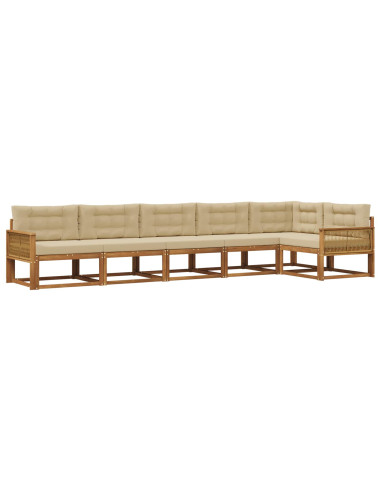 Set di divani da esterno con cuscino 6 pcs Naturale e Beige
