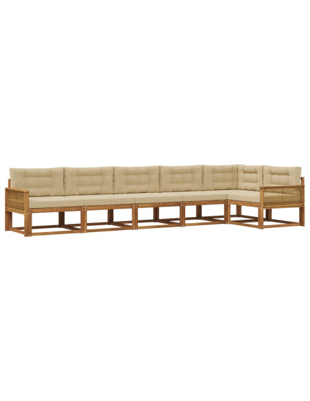 Set di divani da esterno con cuscino 6 pcs Naturale e Beige
