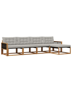 Set di divani da esterno 5 pcs Naturale e Grigio Chiaro