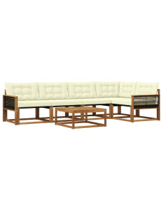 Set di divani da esterno con cuscino 6 pcs Naturale e Crema