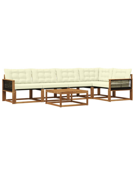 Set di divani da esterno con cuscino 6 pcs Naturale e Crema