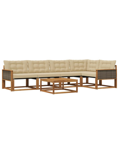 Set di divani da esterno con cuscino 6 pcs Naturale e Beige