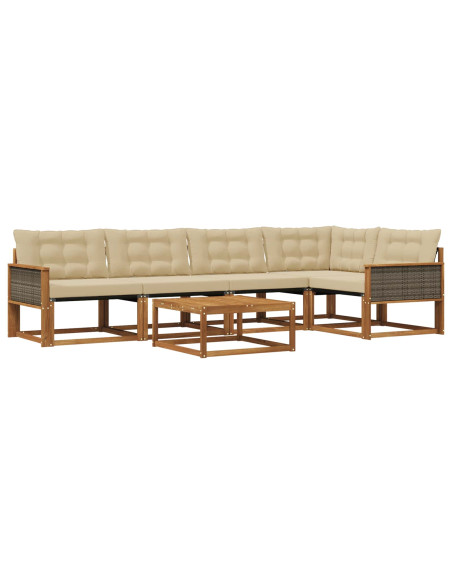 Set di divani da esterno con cuscino 6 pcs Naturale e Beige