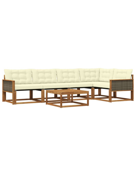 Set di divani da esterno con cuscino 6 pcs Naturale e Crema