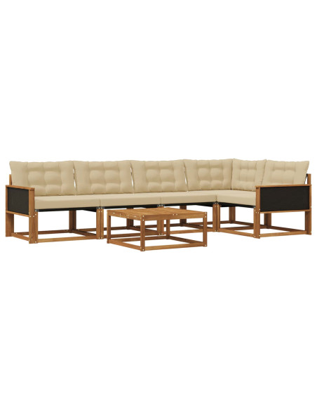 Set di divani da esterno con cuscino 6 pcs Naturale e Beige