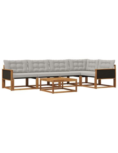 Set di divani da esterno 6 pcs Naturale e Grigio Chiaro