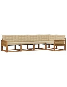 Set di divani da esterno con cuscino 5 pcs Naturale e Beige