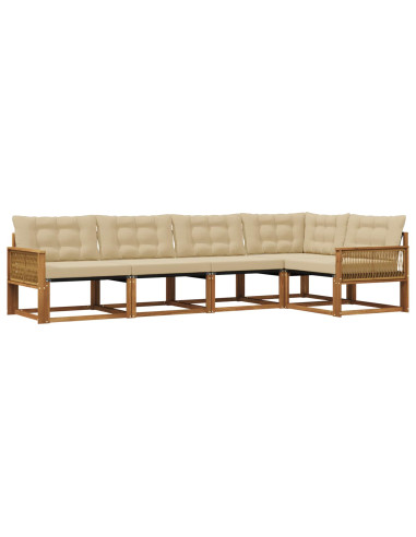 Set di divani da esterno con cuscino 5 pcs Naturale e Beige