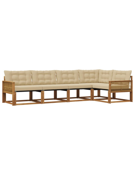 Set di divani da esterno con cuscino 5 pcs Naturale e Beige