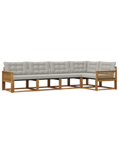 Set di divani da esterno 5 pcs Naturale e Grigio Chiaro