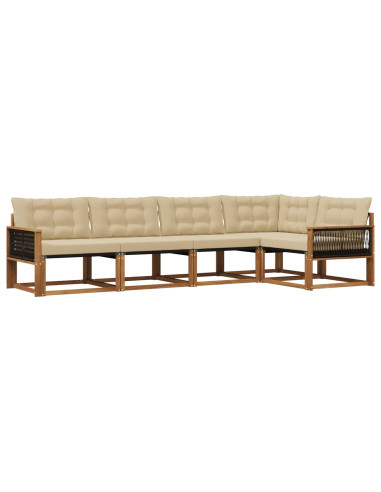 Set di divani da esterno con cuscino 5 pcs Naturale e Beige