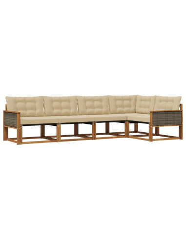 Set di divani da esterno con cuscino 5 pcs Naturale e Beige