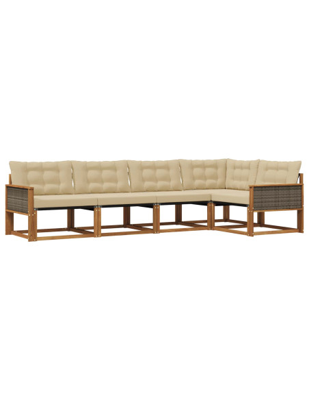 Set di divani da esterno con cuscino 5 pcs Naturale e Beige