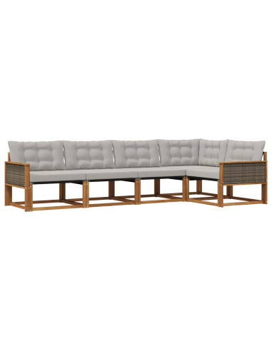 Set di divani da esterno 5 pcs Naturale e Grigio Chiaro