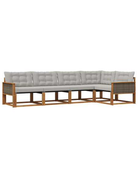 Set di divani da esterno 5 pcs Naturale e Grigio Chiaro