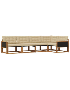 Set di divani da esterno con cuscino 5 pcs Naturale e Beige