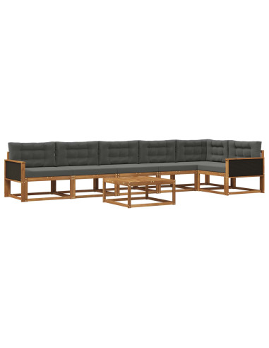 Set di divani da esterno con cuscino 7 pcs Naturale e Antracite