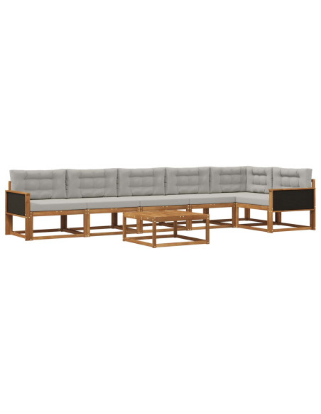 Set di divani da esterno 7 pcs Naturale e Grigio chiaro