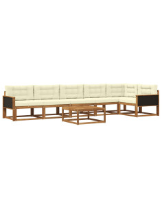 Set di divani da esterno con cuscino 7 pcs Naturale e Crema