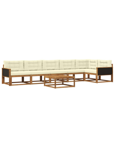 Set di divani da esterno con cuscino 7 pcs Naturale e Crema