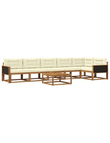 Set di divani da esterno con cuscino 7 pcs Naturale e Crema