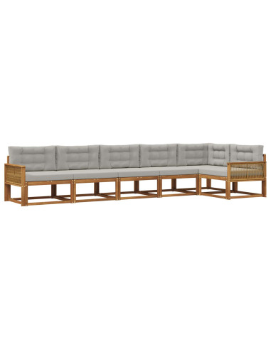 Set di divani da esterno 6 pcs Naturale e Grigio chiaro