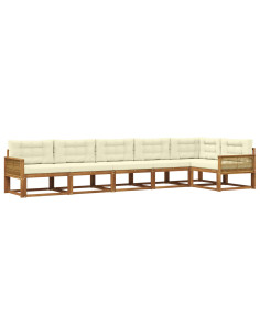 Set di divani da esterno con cuscino 6 pcs Naturale e Crema