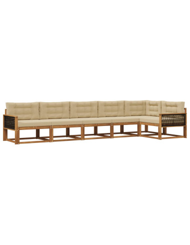 Set di divani da esterno con cuscino 6 pcs Naturale e Beige