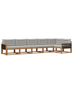 Set di divani da esterno 6 pcs Naturale e Grigio chiaro