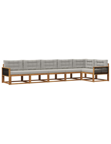 Set di divani da esterno 6 pcs Naturale e Grigio chiaro