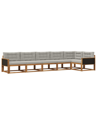 Set di divani da esterno 6 pcs Naturale e Grigio chiaro