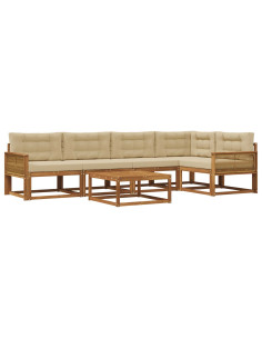 Set di divani da esterno con cuscino 6 pcs Naturale e Beige