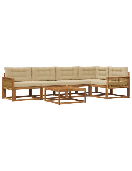 Set di divani da esterno con cuscino 6 pcs Naturale e Beige