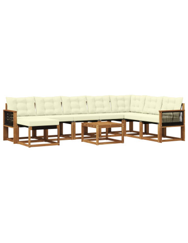 Set di divani da esterno con cuscino 9 pcs Naturale e Crema