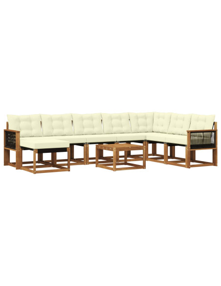 Set di divani da esterno con cuscino 9 pcs Naturale e Crema