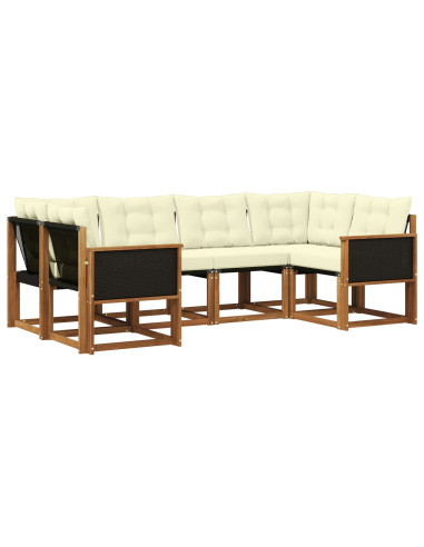 Set di divani da esterno con cuscino 6 pcs Naturale e Crema