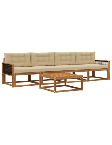 Set di divani da esterno con cuscino 5 pcs Naturale e Beige
