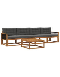 Set di divani da esterno con cuscino 5 pcs Naturale e Antracite
