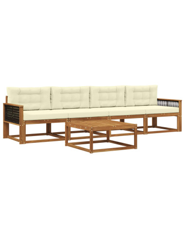 Set di divani da esterno con cuscino 5 pcs Naturale e Crema