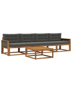 Set di divani da esterno con cuscino 5 pcs Naturale e Antracite