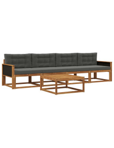 Set di divani da esterno con cuscino 5 pcs Naturale e Antracite