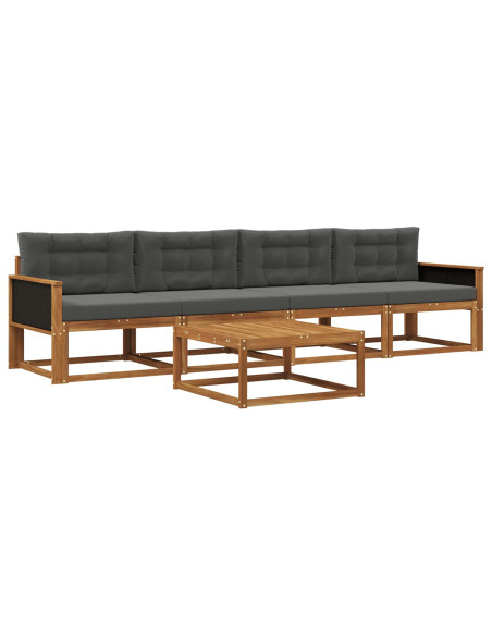 Set di divani da esterno con cuscino 5 pcs Naturale e Antracite