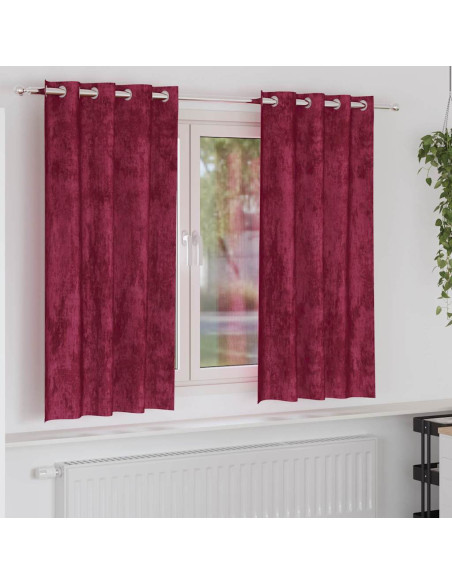 Tende in Velluto 2 pcs Rosso Vino 175 x 140 cm Velluto