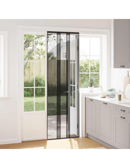 Zanzariera per porta con tenda in rete Nero poliestere