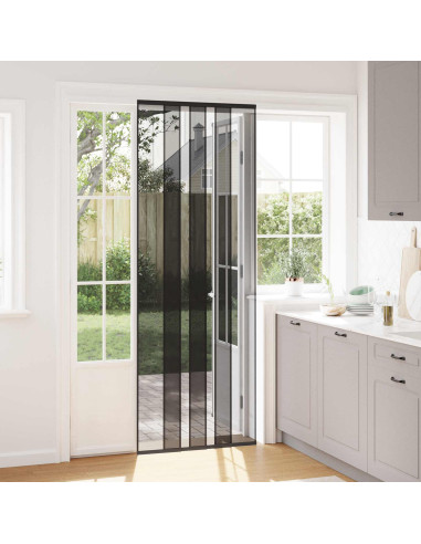 Zanzariera per porta con tenda in rete Nero poliestere