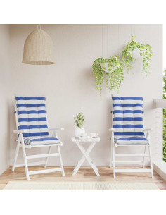 Cuscino da Esterno 2 pcs Blu e Bianco 120 x 50 x 7 cm Tessuto