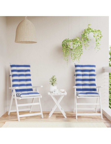 Cuscino da Esterno 2 pcs Blu e Bianco 120 x 50 x 7 cm Tessuto