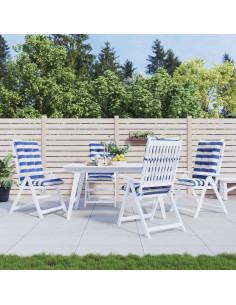 Cuscino da Esterno 4 pcs Blu e Bianco 120 x 50 x 7 cm Tessuto