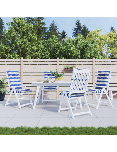 Cuscino da Esterno 4 pcs Blu e Bianco 120 x 50 x 7 cm Tessuto